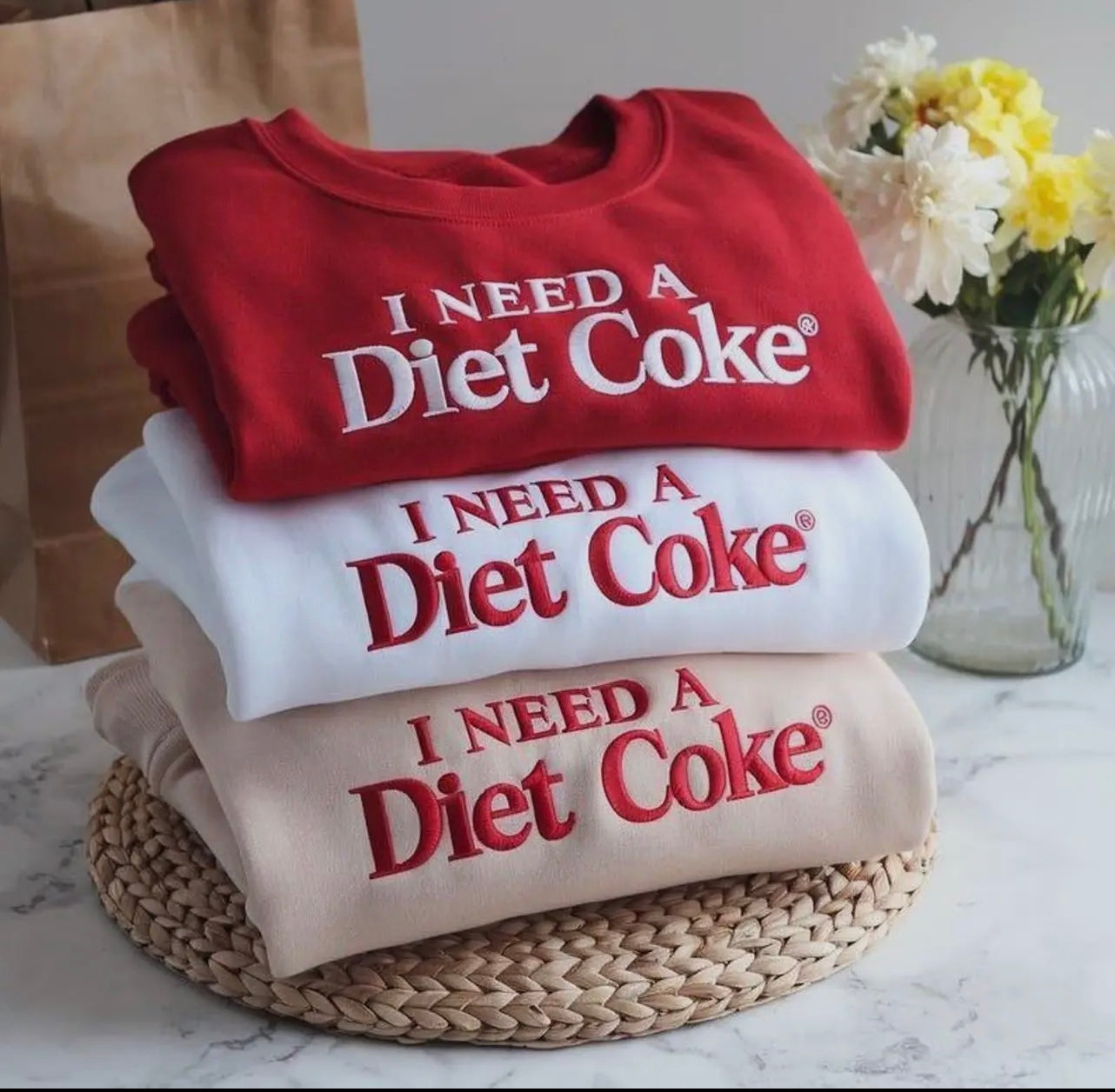 I Need A Diet Coke Embroidered Pullover