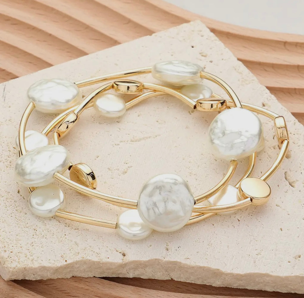 Neutral Pearl Bracelet Set