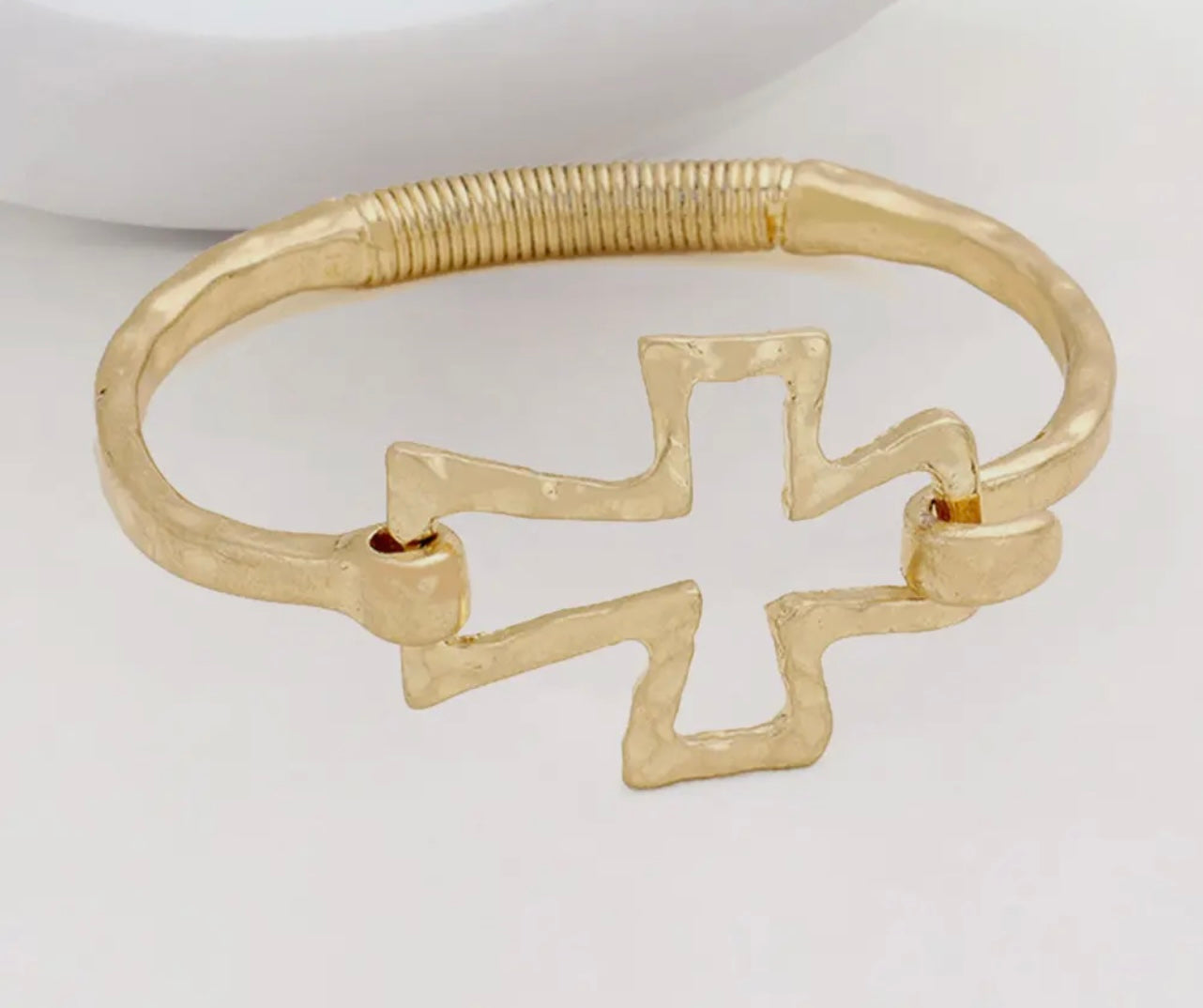 Hammered Cross Bracelet